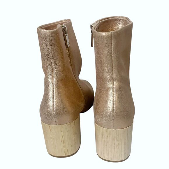 Taryn Rose Cassidy Ankle Boots 5.5B Pink Block Heel Leather Metallic Shiny - Picture 4 of 11